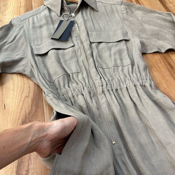 Zara Studio Collection Linen Gray Cargo Jumpsuit size S - Picture 11 of 15